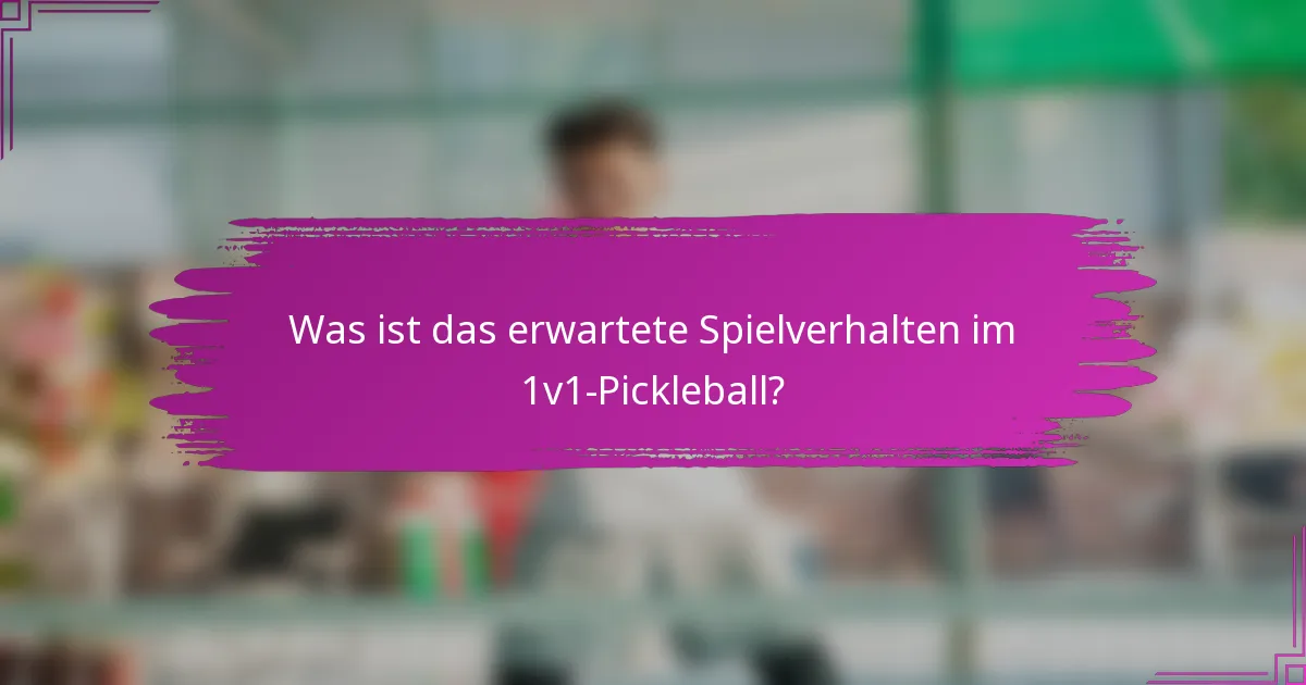Was ist das erwartete Spielverhalten im 1v1-Pickleball?