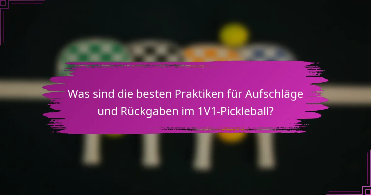 Was sind die besten Praktiken für Aufschläge und Rückgaben im 1V1-Pickleball?