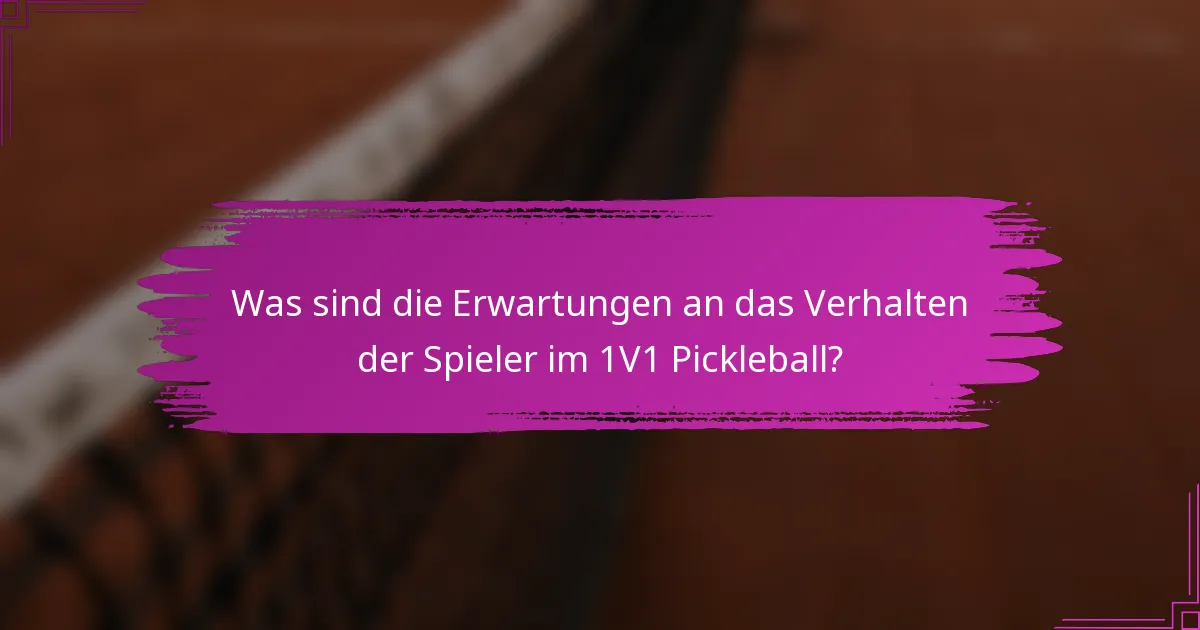 Was sind die Erwartungen an das Verhalten der Spieler im 1V1 Pickleball?