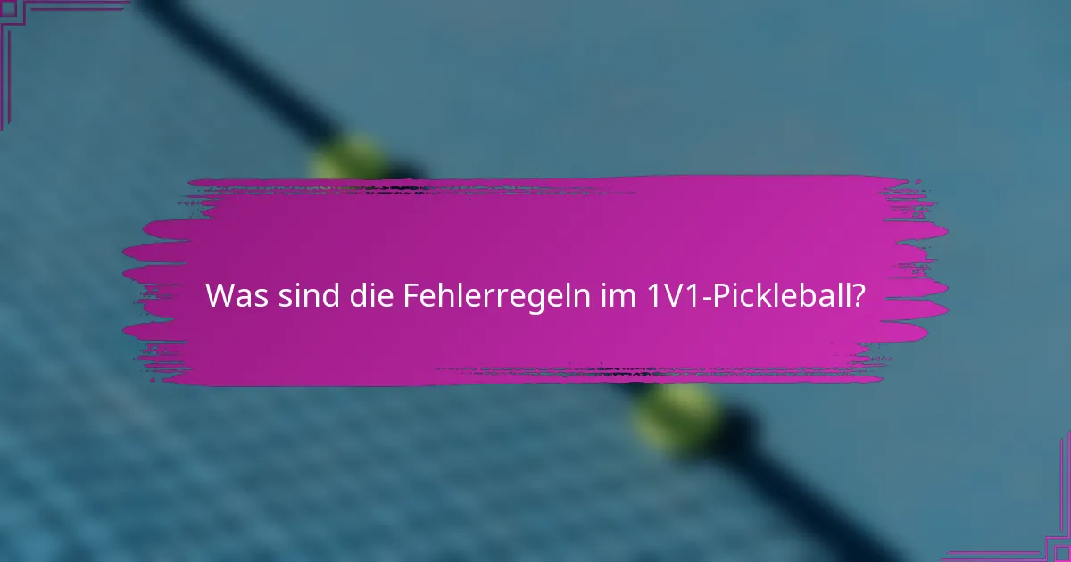 Was sind die Fehlerregeln im 1V1-Pickleball?
