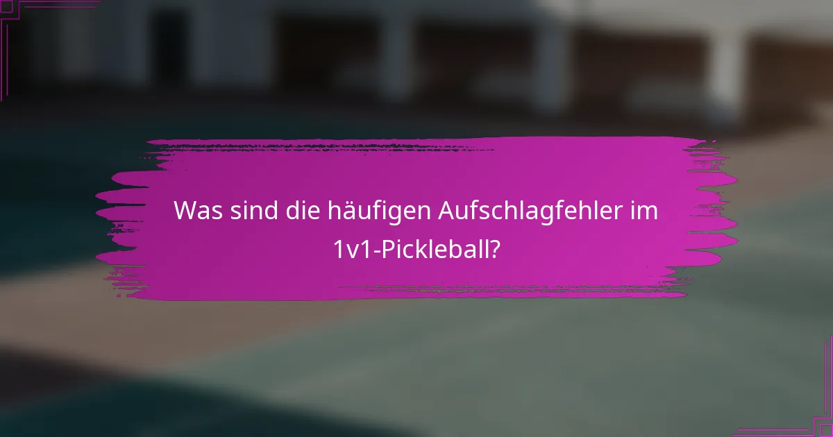 Was sind die häufigen Aufschlagfehler im 1v1-Pickleball?