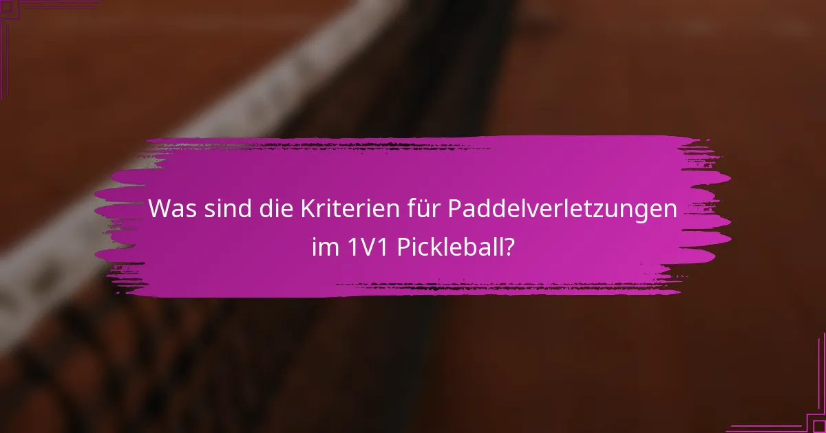 Was sind die Kriterien für Paddelverletzungen im 1V1 Pickleball?