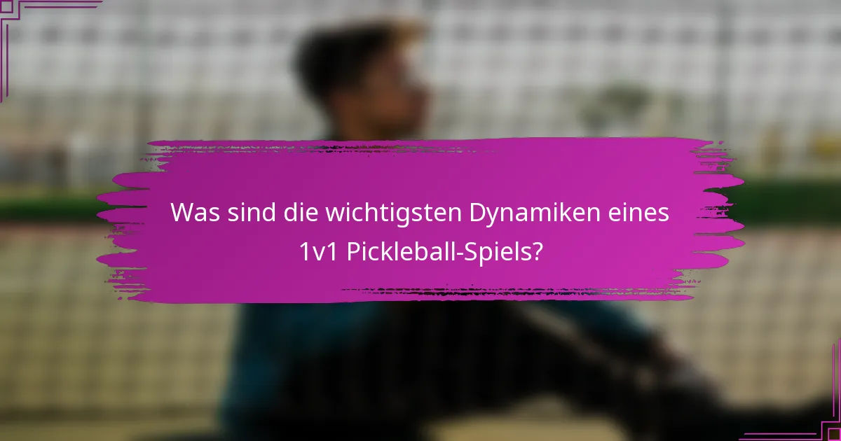 Was sind die wichtigsten Dynamiken eines 1v1 Pickleball-Spiels?