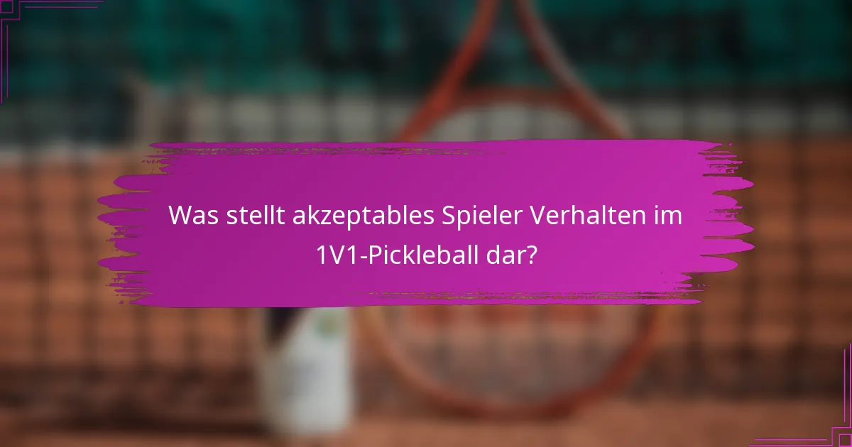 Was stellt akzeptables Spieler Verhalten im 1V1-Pickleball dar?