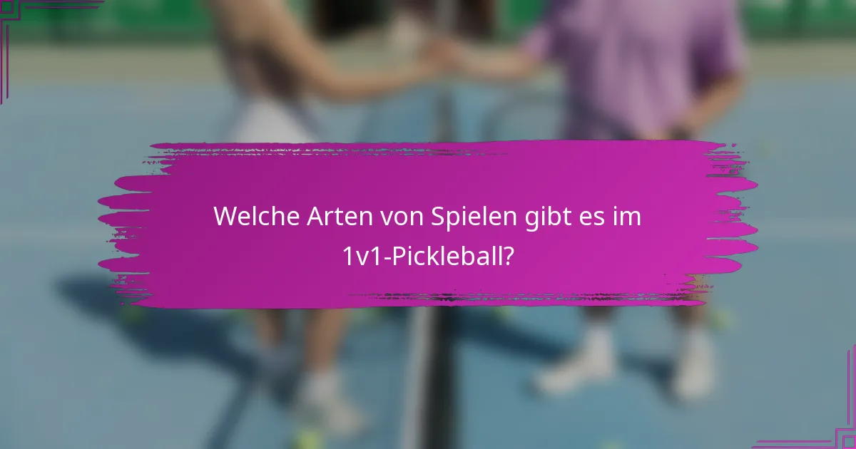Welche Arten von Spielen gibt es im 1v1-Pickleball?