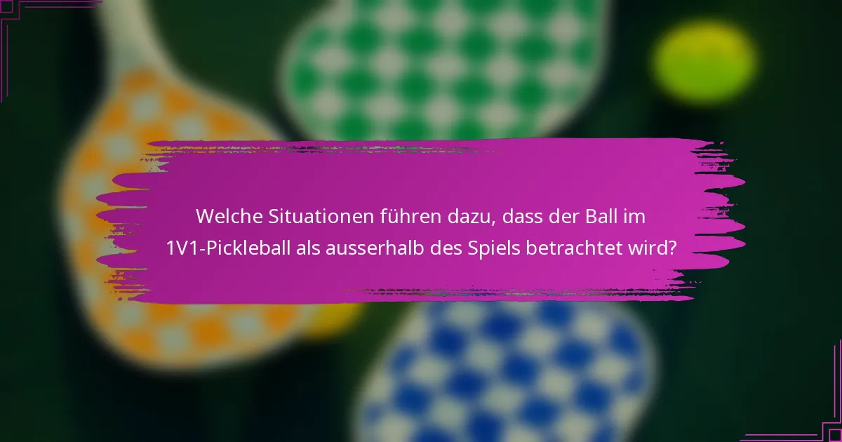 Welche Situationen führen dazu, dass der Ball im 1V1-Pickleball als ausserhalb des Spiels betrachtet wird?