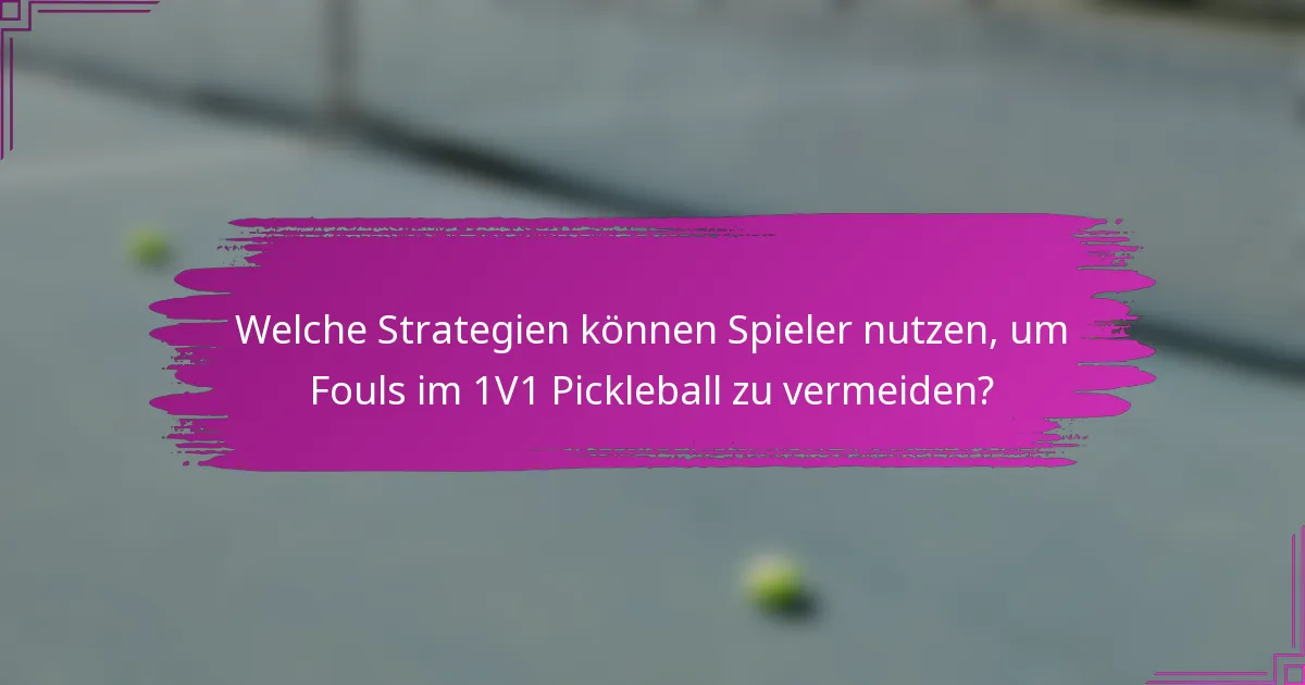 Welche Strategien können Spieler nutzen, um Fouls im 1V1 Pickleball zu vermeiden?