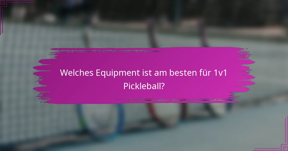 Welches Equipment ist am besten für 1v1 Pickleball?