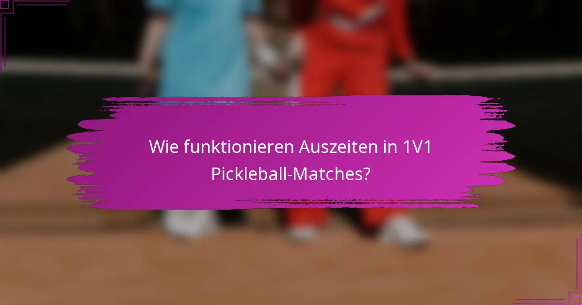 Wie funktionieren Auszeiten in 1V1 Pickleball-Matches?