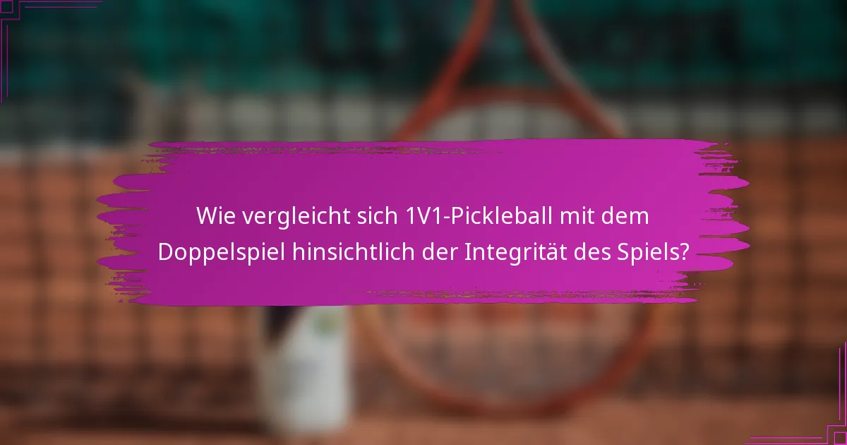 Wie vergleicht sich 1V1-Pickleball mit dem Doppelspiel hinsichtlich der Integrität des Spiels?